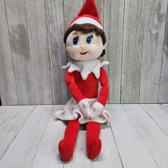 Elf On The Shelf Plushee Girl Doll Plush Brown Hair Blue Eyes 14'' Christmas Toy - Picture 1 of 10